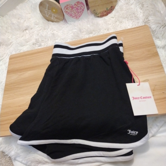 Juicy Couture Sport Black/White Shorts Women's Size Large 🆕 - Picture 2 of 8